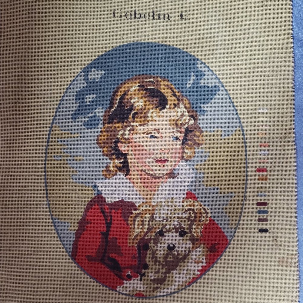 Needlepoint pattern Boy with Dog